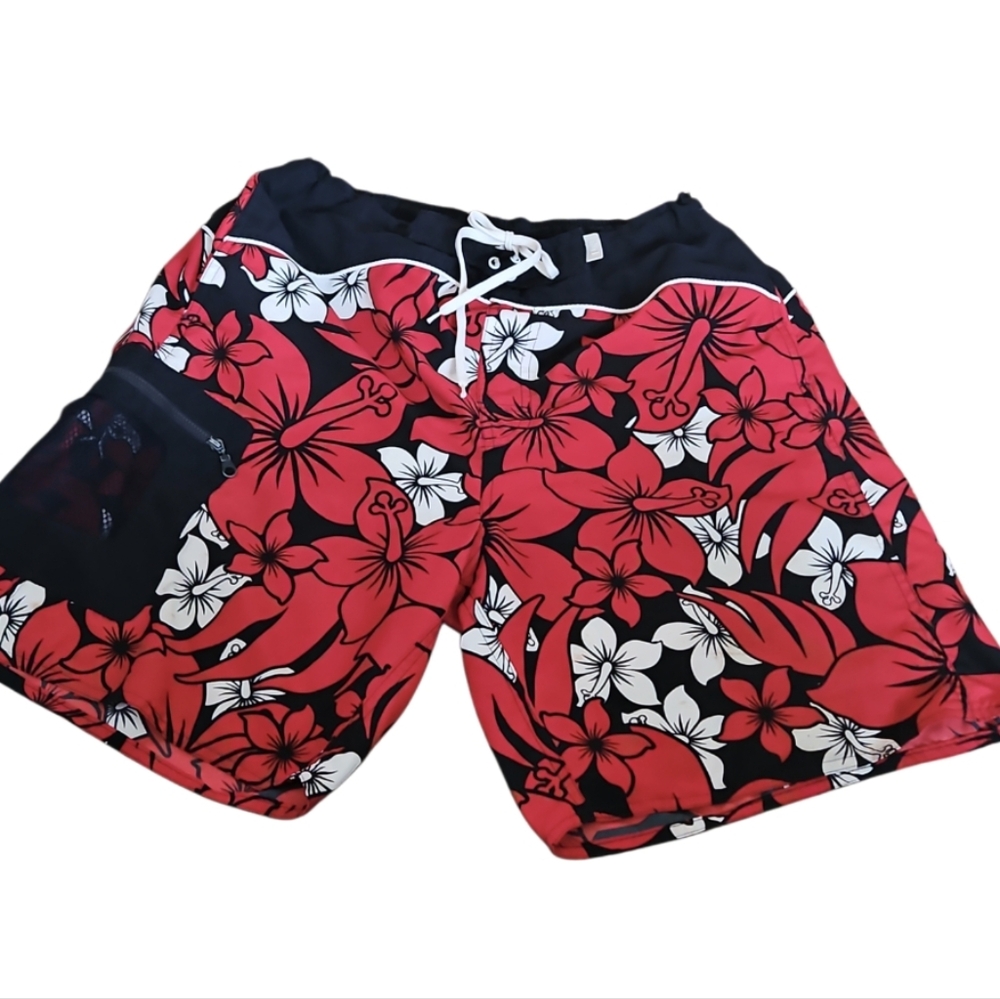 Red Floral Swim Shorts Surf Gear STIG M 4th of July Pre-owned Circular Fashion - Picture 8 of 17